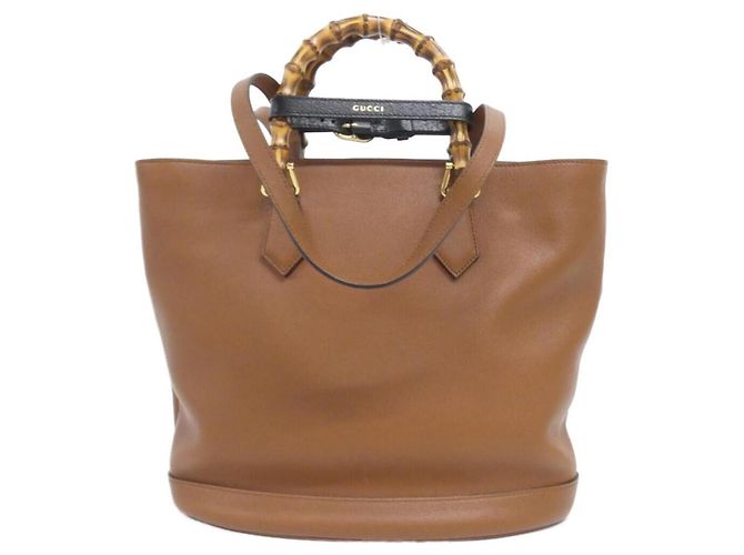 Borsa a mano Gucci Diana in pelle marrone - vista 2