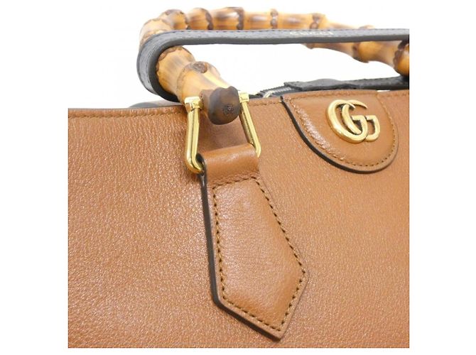 Borsa a mano Gucci Diana in pelle marrone - vista 5