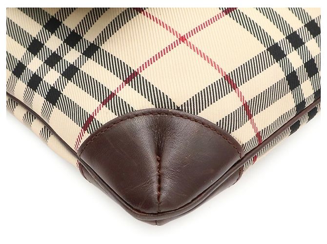 Bolsa de Ombro Burberry Nova Check Preto Bege Bordeaux - vista 4