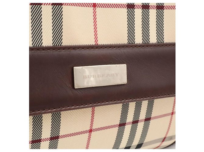 Bolsa de Ombro Burberry Nova Check Preto Bege Bordeaux - vista 6