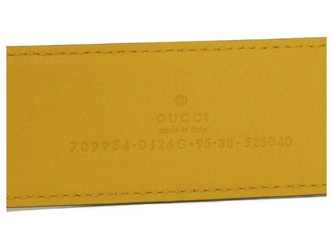 Gucci G Logo Emblem Ledergürtel Gelb Hellblau - Ansicht 10