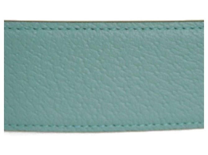 Gucci G Logo Emblem Ledergürtel Gelb Hellblau - Ansicht 5