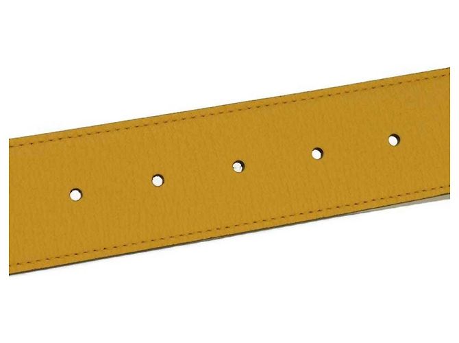 Gucci G Logo Emblem Ledergürtel Gelb Hellblau - Ansicht 7