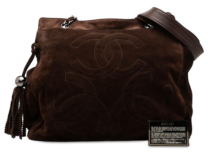 Chanel Triple CC Suede Tote in Braun Dunkelbraun - Ansicht 7