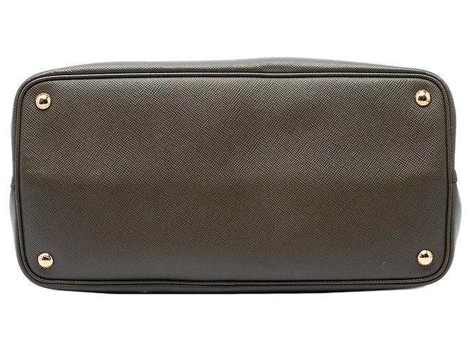 Prada Borsa Double Satchel Grande in Pelle Saffiano Verde Verde oliva - vista 3