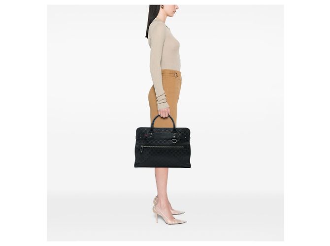 Borsa Business Gucci Black Guccissima Web Nero - vista 5