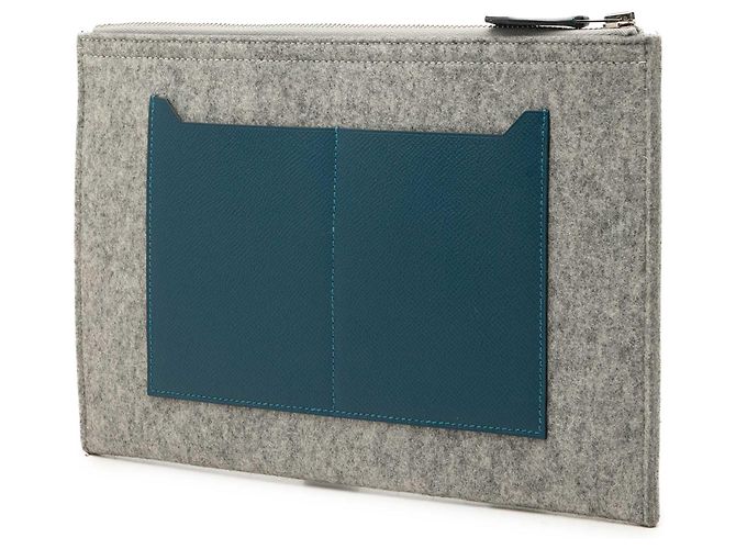 Hermès Gray Epsom and Felt Toodoo 29 Castaño - vista 2