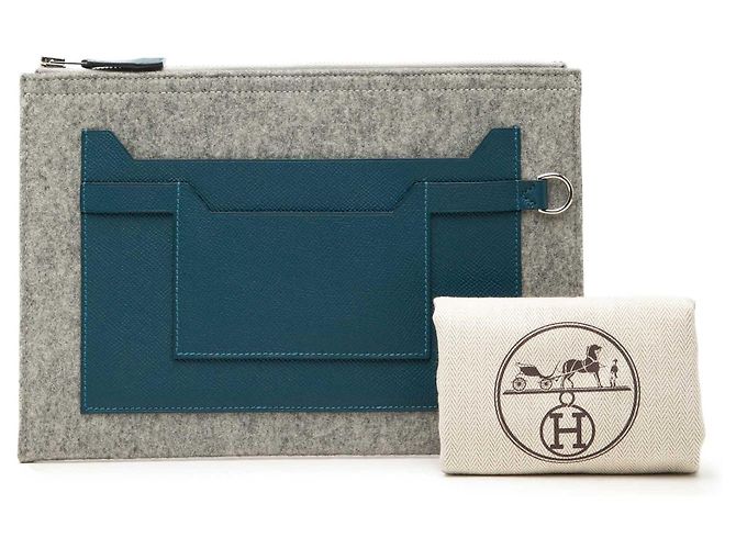 Hermès Gray Epsom and Felt Toodoo 29 Castaño - vista 7