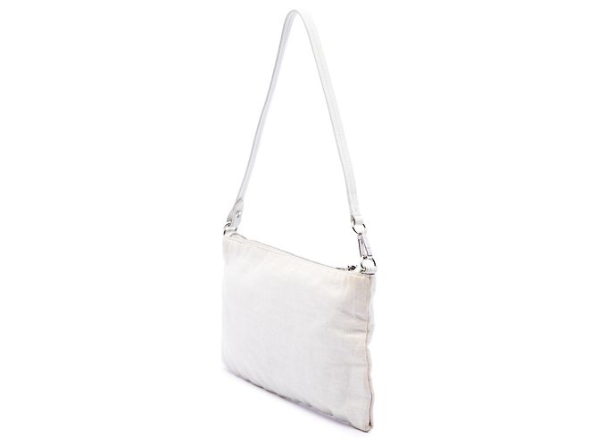 Pochette Miu Miu in tela bianca con logo Bianco Bianco sporco - vista 2
