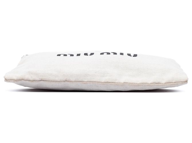 Pochette Miu Miu in tela bianca con logo Bianco Bianco sporco - vista 3
