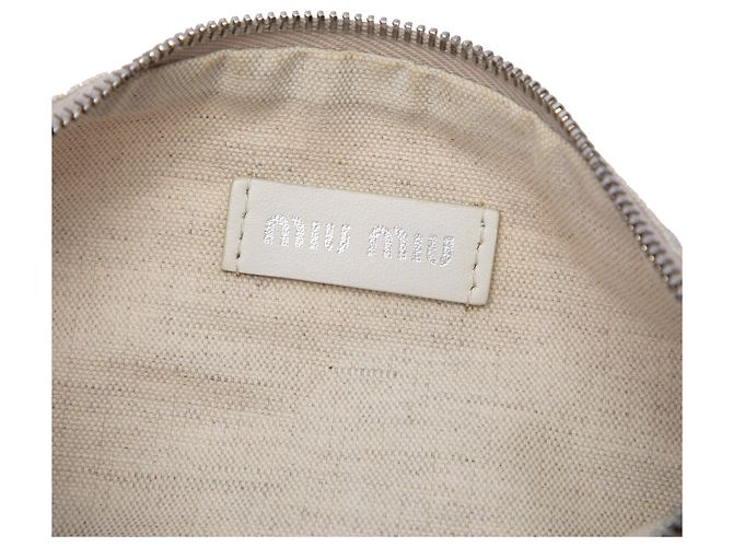 Pochette Miu Miu in tela bianca con logo Bianco Bianco sporco - vista 5