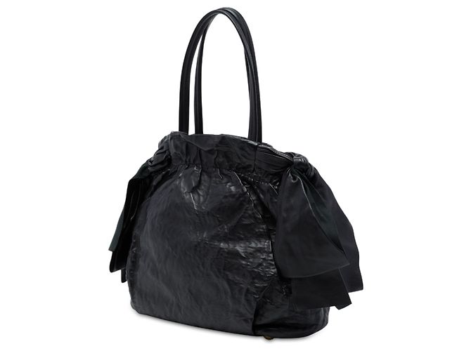 Tote Prada in Nappa nero con fiocco antique - vista 2