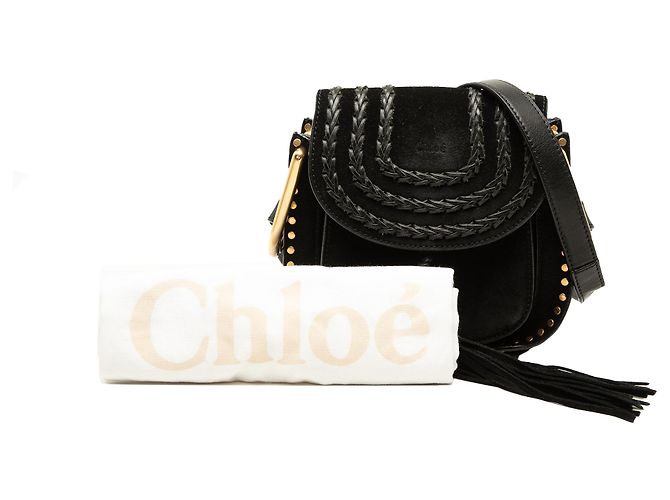 Chloé Borsa a tracolla Hudson piccola in camoscio intrecciato nera Nero - vista 7