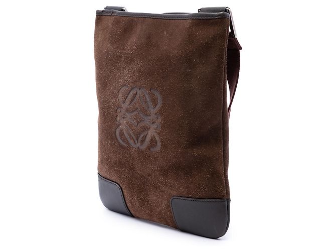 Borsa a tracolla Anagram LOEWE in camoscio marrone Marrone scuro - vista 2