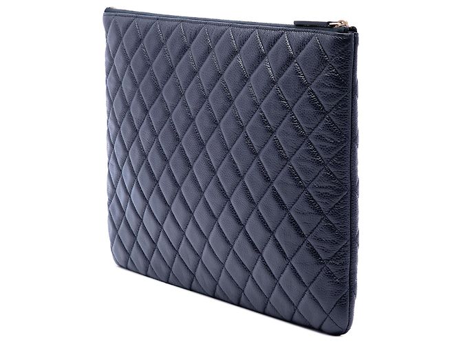 Chanel Blue Large Quilted Caviar O Case Clutch Blau Marineblau - Ansicht 2