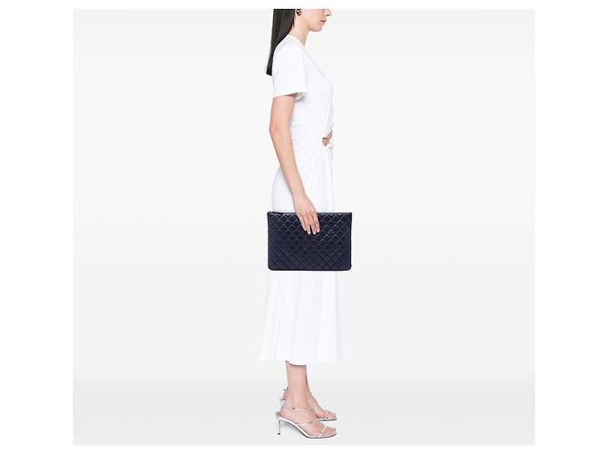 Chanel Blue Large Quilted Caviar O Case Clutch Blau Marineblau - Ansicht 6