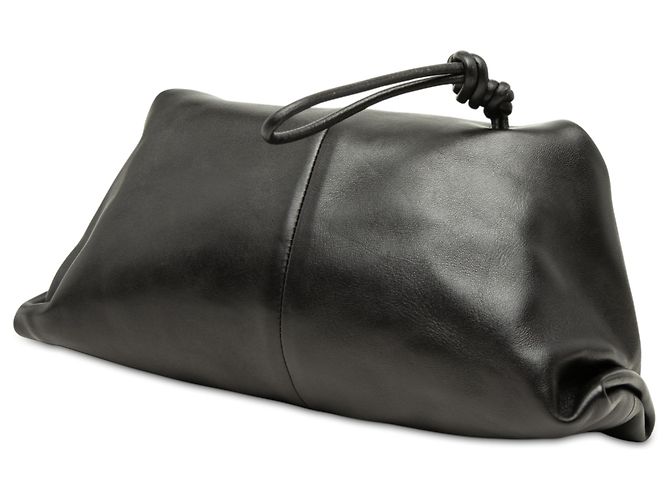 Clutch Trine Fold Over em pele de cordeiro preta Bottega Veneta Preto - vista 2