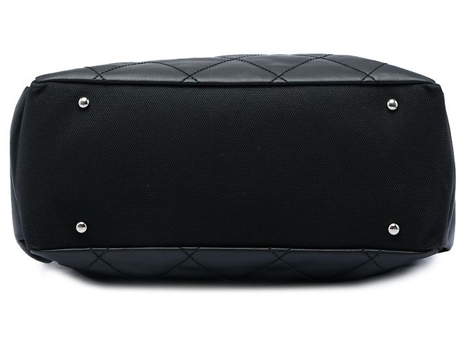 Sacola Chanel Black Paris Biarritz Large em lona revestida acolchoada e nylon Preto - vista 3