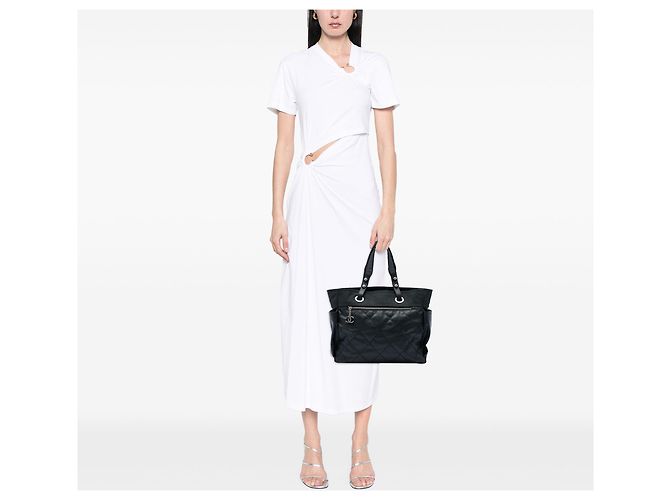 Sacola Chanel Black Paris Biarritz Large em lona revestida acolchoada e nylon Preto - vista 5