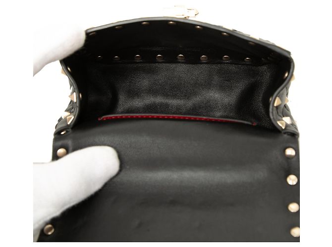 Borsa Satchel Valentino Black Micro Nappa Rockstud Spike Nero - vista 4
