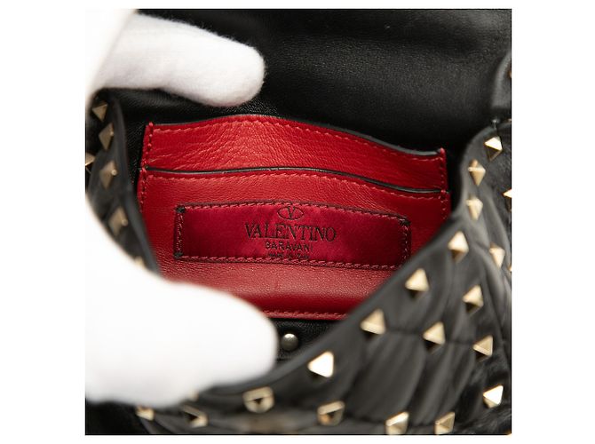 Borsa Satchel Valentino Black Micro Nappa Rockstud Spike Nero - vista 5