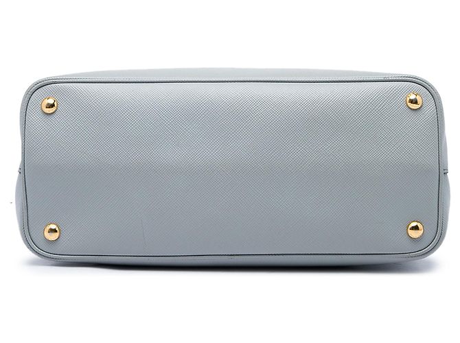 Prada Borsa Double Satchel in Pelle Saffiano Grigia Medium Marrone Grigio - vista 3