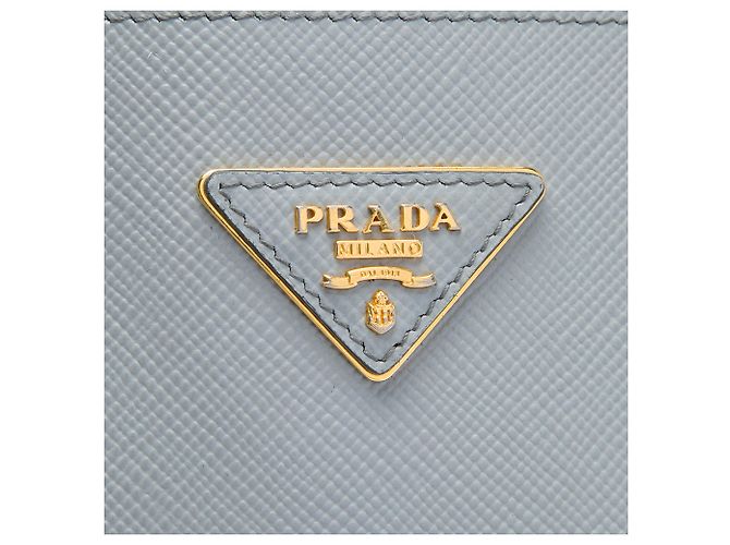 Prada Borsa Double Satchel in Pelle Saffiano Grigia Medium Marrone Grigio - vista 5