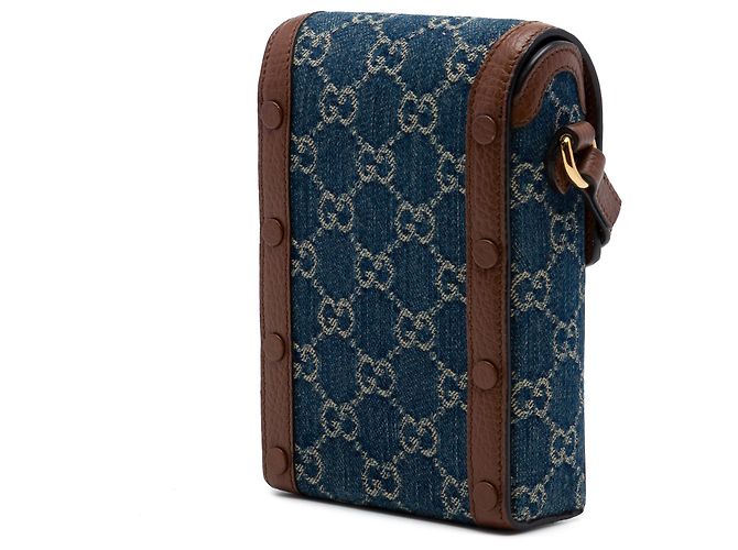Gucci Mini Borsa a Tracolla Horsebit 1955 in Denim Blu GG - vista 2