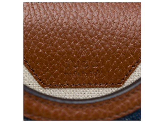 Gucci Mini Borsa a Tracolla Horsebit 1955 in Denim Blu GG - vista 5