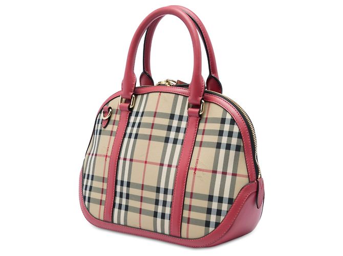 Borsa Bowling Orchard in Nylon Check Haymarket Burberry Beige Small - vista 2