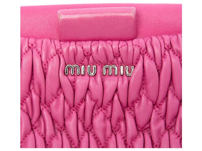 Miu Miu Pink Matelasse Nappa Frame Crystal Chain Satchel - Ansicht 5