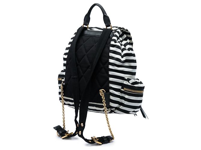Burberry Black Medium Striped Nylon Runway Backpack - view 2