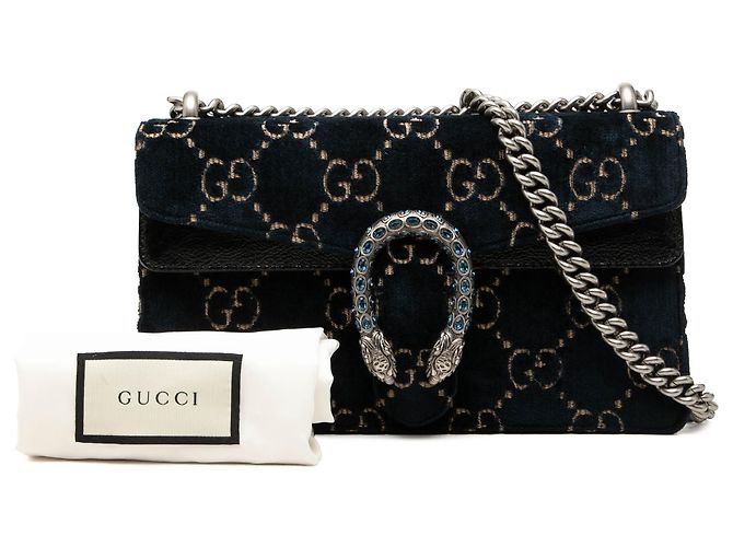 Gucci Borsa a Tracolla Dionysus in Velluto GG Blu Medium Blu navy - vista 7