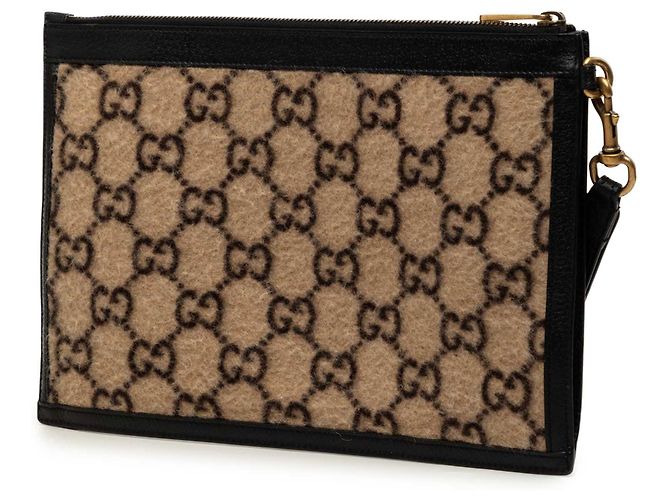 Clutch Gucci in lana beige GG - vista 2