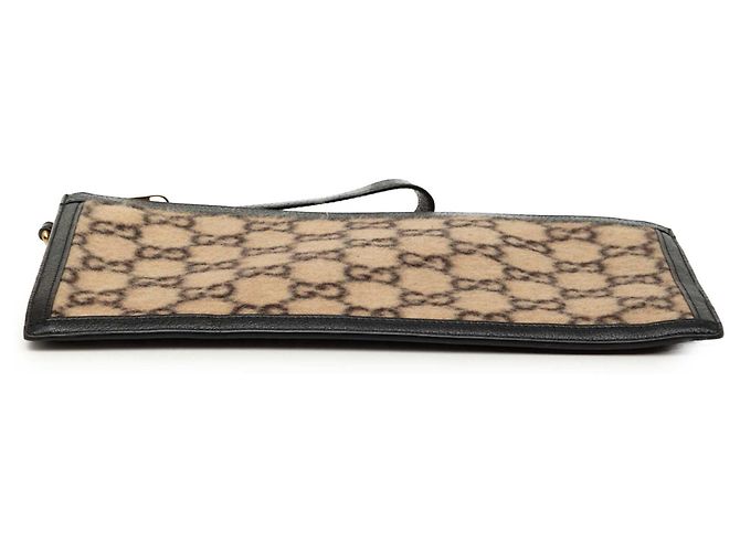 Clutch Gucci in lana beige GG - vista 3