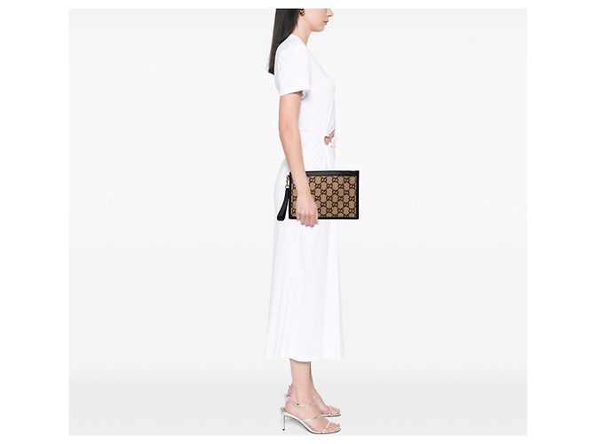 Clutch Gucci in lana beige GG - vista 6