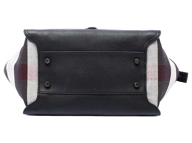 Borsa Satchel Harcourt Burberry in pelle nera e tela Mega Check Nero - vista 3