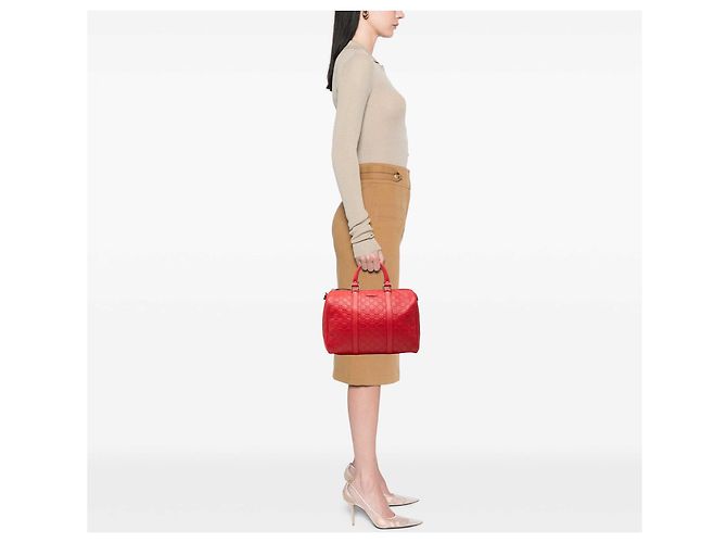 Gucci Joy Boston Bag Medium Guccissima Rot - Ansicht 6