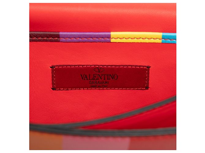 Borsa a tracolla Valentino Red Vitello 1973 Va Va Voom Rockstud Rainbow Rosso - vista 5