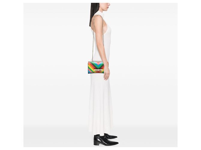 Borsa a tracolla Valentino Red Vitello 1973 Va Va Voom Rockstud Rainbow Rosso - vista 7