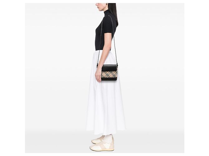 Borsa a tracolla Burberry Beige Nova Check Canvas - vista 6