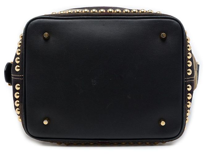 Borsa a secchiello Burberry Ashby in tela Mega Check con borchie, marrone, Medium - vista 3
