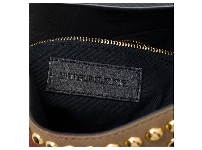 Borsa a secchiello Burberry Ashby in tela Mega Check con borchie, marrone, Medium - vista 5
