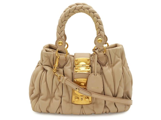 Borsa Miu Miu Matelassé Gathered Beige - vista 2