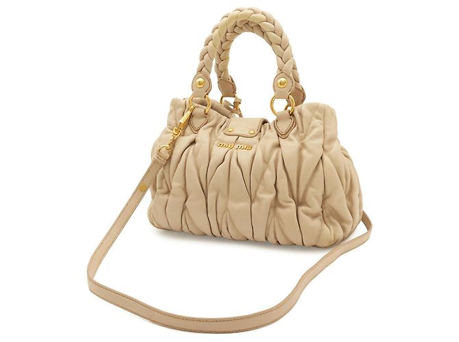 Borsa Miu Miu Matelassé Gathered Beige - vista 3