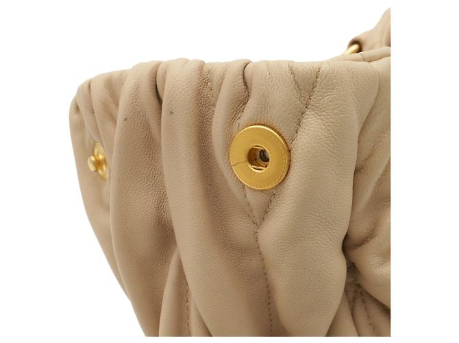Borsa Miu Miu Matelassé Gathered Beige - vista 5