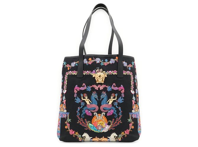 Borsa Tote Versace Coral Theatre La Medusa Nero Multicolore - vista 2