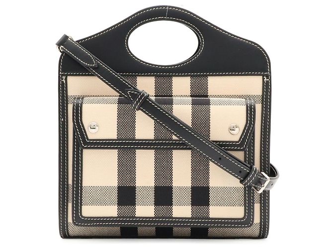Bolso Mini Pocket Burberry Negro Blanco - vista 2