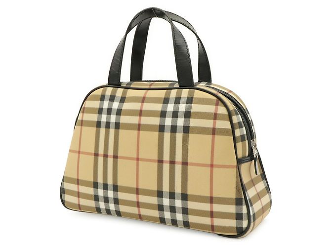 Borsa Burberry Nova Check Nero Beige Bordò - vista 3