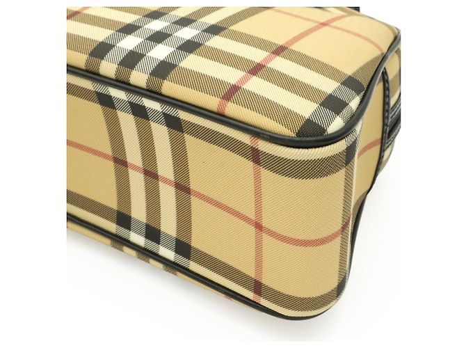 Borsa Burberry Nova Check Nero Beige Bordò - vista 4